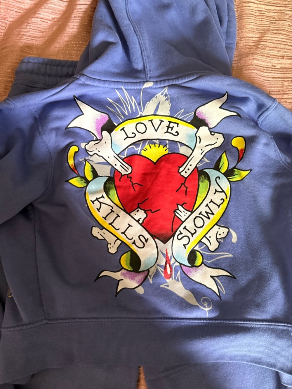 Ed Hardy Powder Blue Sweatpants with Gold Logo - Picture 5 of 6